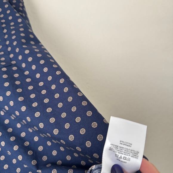 EXPRESS Mens Blue Pattern Dress Shirt Button Up Work Office Club Formal Size XL - Picture 3 of 10